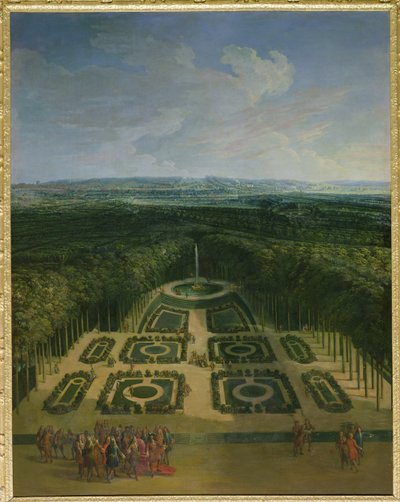 Promenade of Louis XIV (1638-1715) in the Gardens of the Grand Trianon, 1713 by Charles Chastelain